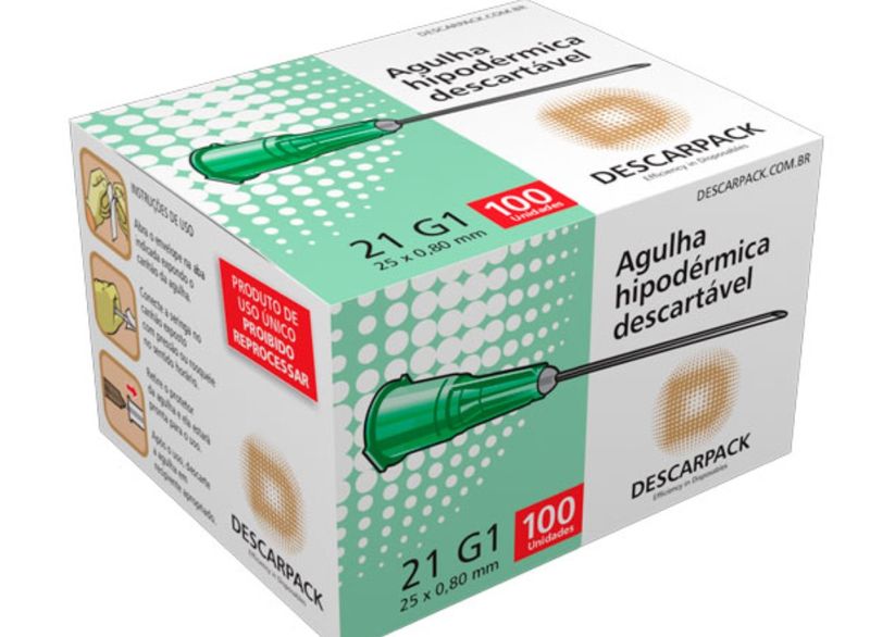 AGULHA-HIPODERMICA-25x8-C-100-DESCARPACK