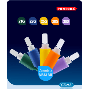 LANCETA DESCARTAVEL ESTERIL CALIBRE 21G PROFUNDIDADE 2,2MM CX/100 - CRAL